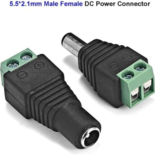 500pcs 5.5 x 2.1mm Jack DC Connector 5V 12V Power Connectors Female Male Plug Adapter For CCTV Camera 3528 5050 RGB LED Strip