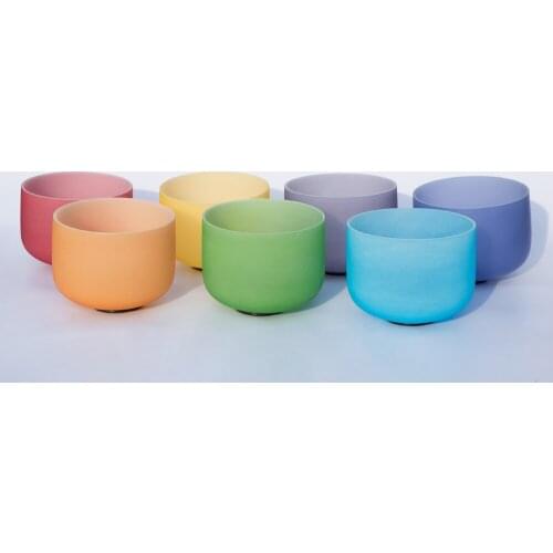 7PCS 6-12" Chakra Tuned Set Of 7 PCS Frosted Quartz Crystal Singing Bowls