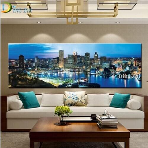 Large Size 5D Diamond Painting City Landscape Cross Stitch Kit Full Square Round Drill Embroidery Mosaic Rhinestones Wall Decor