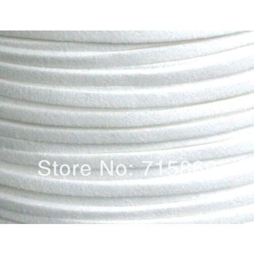 Free Ship 100 Meters 10mm x 1.5 mm White Faux Leather Suede Ribbon Cord - DIY Leather Cord