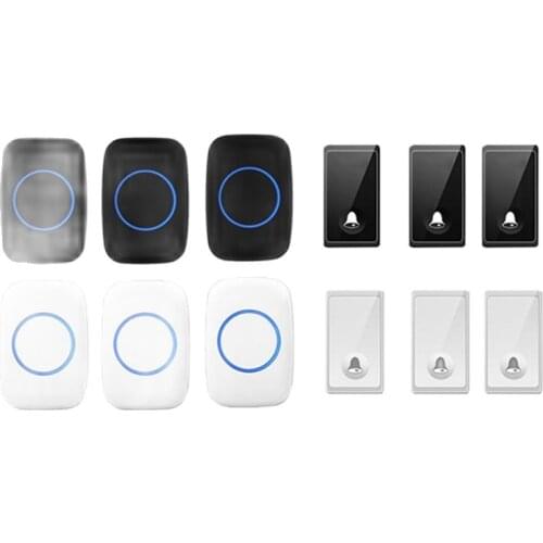 New bell set 3 push 3 receiver wireless door bell emitter free of battery wireless doorbell ip44 200M work chime door ring