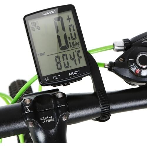 LIXADA Wireless Bike Computer Multi Functional LCD Screen Bicycle Computer Mountain Bike Speedometer Odometer IPX6 Waterproof