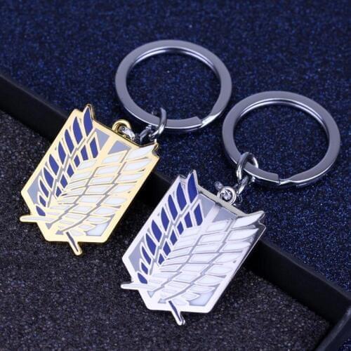 Dongsheng Attack On Titan Keychain Shingeki No Kyojin Anime Cosplay Wings of Liberty Key Chains Rings Holder Unisex Keychains
