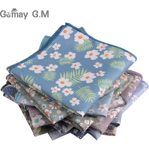 Brand Floral Print Mens Handkerchief Cotton Suits Pocket Square For Men Business Chest Towel Hanky Gentlemen Hankies