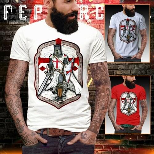 Crusade Knight Templar T-Shirt English Patriotism Mens Top Dragon St George