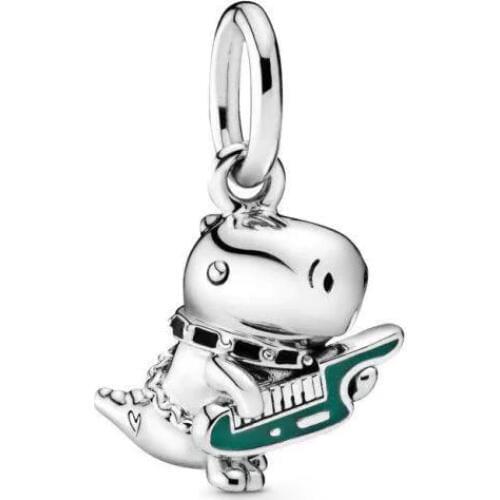 925 Sterling Silver Bead Charm Lovely Dinosaur Dangle Charm Enamel Charms Beads Fit Pandora Bracelets DIY Women Jewelry 2019