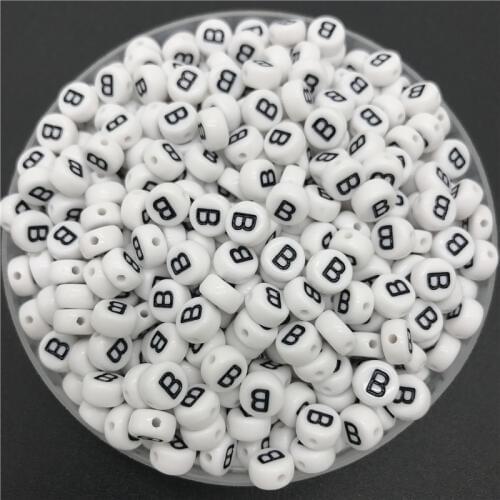 100pcs 7mm Letter Beads Oval Shape Letter B Charms DIY Beads For Bracelet Necklace Jewelry Making