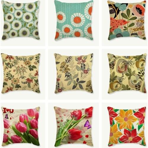 Floral Butterfly Pattern Cushion Covers Spring Lovely Pillow Case for Sofa Party Home Decoration Kid Favorite Pillwocase 45*45