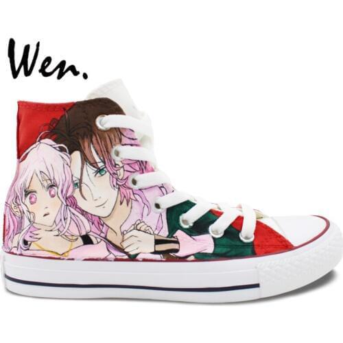 Wen Design Custom Red Hand Painted Shoes Diabolik Lovers Women Mens High Top Canvas Sneakers Christmas Birthday Gifts