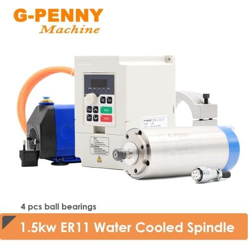 1.5kw ER11 220v/380v Water cooled spindle motor 4 pcs ball bearings & 1.5kw QL Inverter VFD & 80MM Bracket & 75W water pump