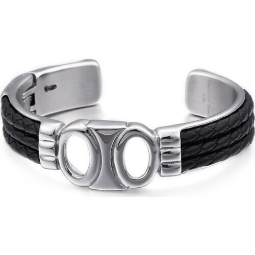 European and American mens titanium steel punk bracelets stainless steel openwork bracelet