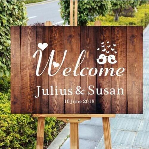 Personalised Wedding Party Welcome Sign Vinyl Wall Sicker Name and Date Mirror board Wall Art Home Interior Design Decor C453