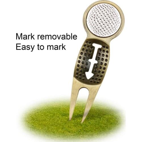Golf Divot Tool Anti-oxidation Multi-functional Detachable Engraved Ball Marker Golf Pitch Fork for Outdoor