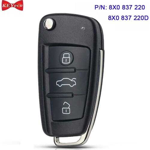KEYECU for Audi A1 TT R8 2009-2010 Q3 2011-2017 Upgraded Remote Key Fob 8X0 837 220 D / 8X0 837 220 434MHz ID48 Chip
