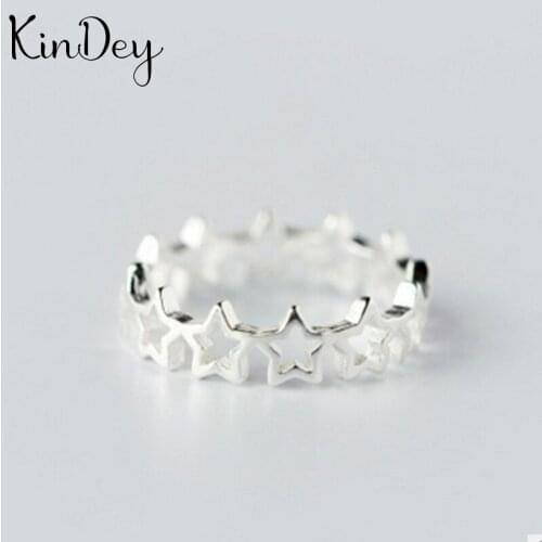Kindey Retro Silver Color Star Rings For Women Engagement Rings Vintage Open Finger Jewelry