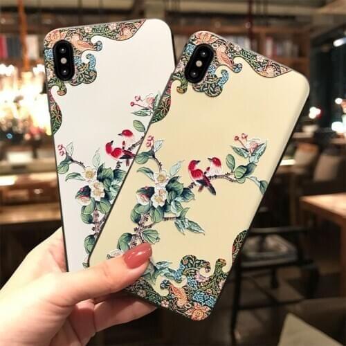 Beauty Matte Phone Case For Samsung S10e S8 S9 S10 S20 Ultra Plus Note 8 9 10 Plus Flower Bird 3D Emboss Soft Silicon Back Cover