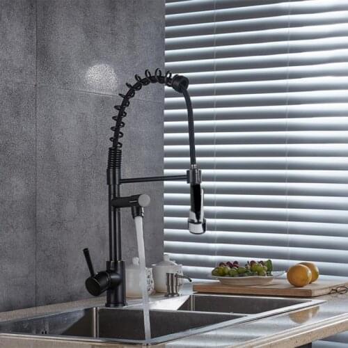 360 Degree Rotation Kitchen Faucet Dual Sprayer Swivel Spout Kitchen Faucets Spring Pull Out Tap Vessel Sink Mixer Taps HWC