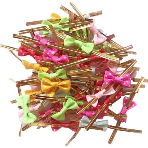 METALLIC BAG/SWEET BAG TWIST TIES CUTE BOW TIE 8CM F CAKE LOLLI GIFTS 50 Pices