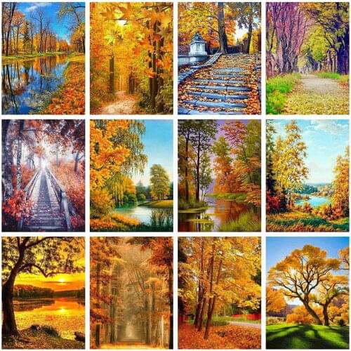 Landscape Square/Round Diamond Painting Kit 5D DIY Cross Stitch Mosaic Sale Embroidery Autumn Scenery Crafts Gift Home Decor