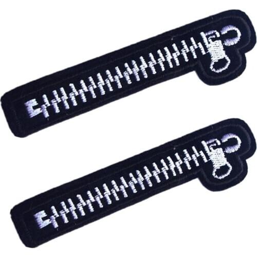 2Pcs New Zipper Pattern Embroidery Iron Patch Sewing Embroidery Applique Jacket Clothes Sticker Badge DIY Clothing Decoration