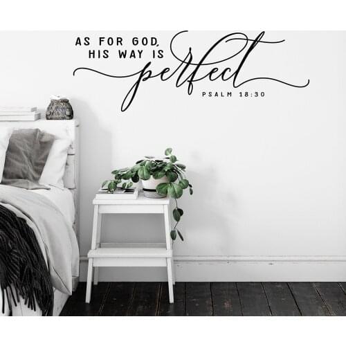 Scripture Wall Decal As for God His way is perfect Psalm 18 Quote Wall Sticker Christian Bible Verse Vinyl Home Room Decor X593