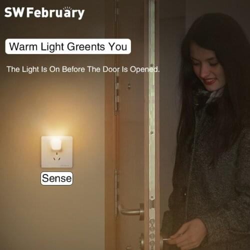 SWFebruary USB Night Light LED Mini Motion Sensor Control Nightlight Lamp For Children Kids Living Room Bedroom Lighting