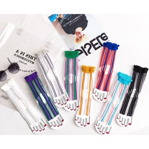 New Summer Korean Style Transparent Womens Socks Thin Individuality Low Tube Sokken Ins Fashion Cotton Striped Funny Lace Socks