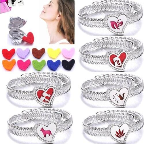 New Aromatherapy Heart Bracelet Perfume Aroma Essential Oil diffuser Aromatherapy Lockets adjustable Bracelet fashion jewelry