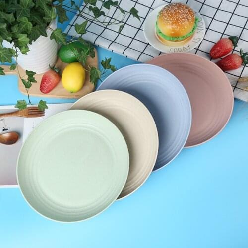1pc Solid Color Eco Friendly Fruit Dishes Plates Dishes Wheat Straw Plates Dinnerware Dishwasher Safe Unbreakable Healthy Child