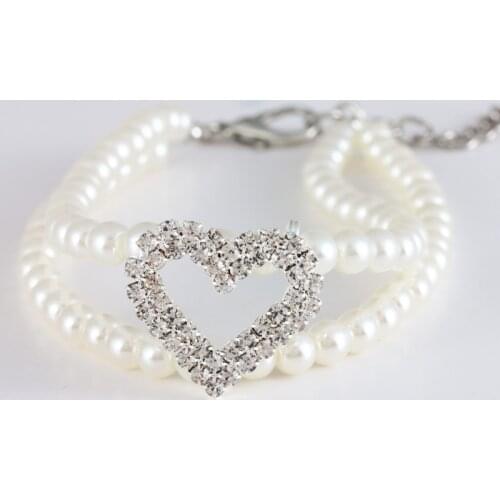 New Pet Collar Rhinestone Heart-shaped Pearl Jewelry Cat and Dog Necklace Personalised Dog Collar Cat Collar Dog Accessories