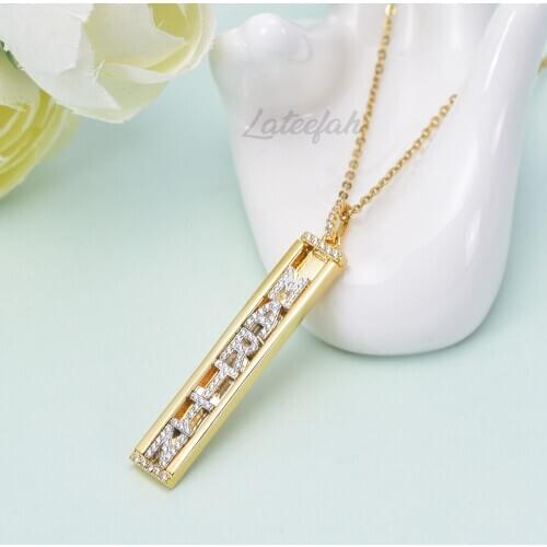Lateefah Name Custom Necklace Gold Silvery Slide the letter Necklace Name Personality Gold Necklace