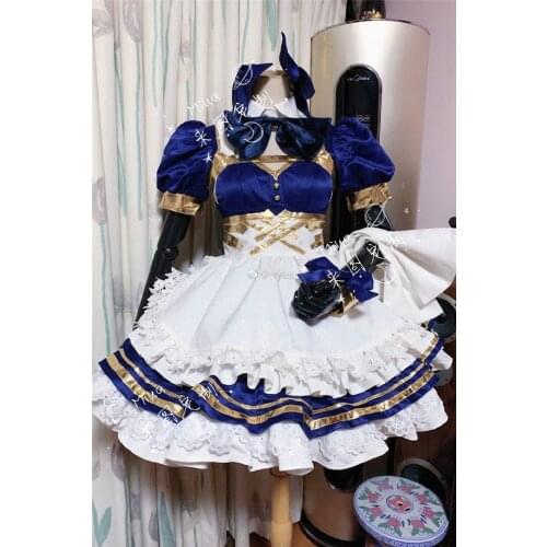 [Customized] Anime Fate Grand Order FGO Tosaka Rin Maid Dress Lolita Uniform Cosplay Costume Halloween Party Suit For Women Girl