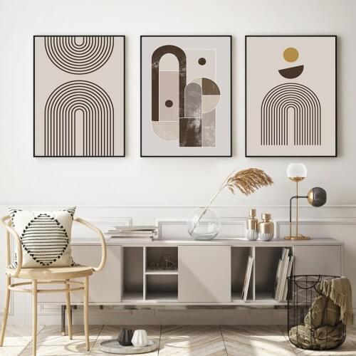 Boho Style Abstract Geometry Sun and Rainbow Posters Canvas Painting Wall Art Prints Pictures Living Room Interior Home Decor