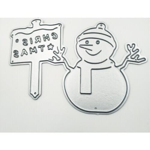 Christmas Snowman Sign Metal Cutting Die Stencil Template for diy making Scrapbook Embossing Paper Photo Album Cards Craft Dies