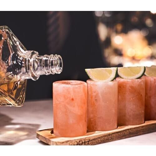 4 Pack Premium Himalayan Salt Shot Glasses,Pink Tequila Shot Glasses, Make Drinking Tequila Simple and Easy Set of 4