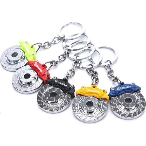 Cute Metal Auto Parts Disc Brake Keychain For Men Gift Trinkets Hub Calipers Key Ring For Car Pendant Key Chain
