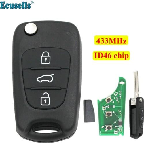 Flip folding 3 button 433MHZ with id46 chip remote key fob for Hyundai i30 ix35
