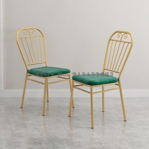 European style wrought iron dining chair simple household backrest chair makeup chair manicure casual restaurant office chair co