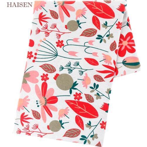 Printed Burlap Cotton Linen Fabric For Quilting,DIY Sewing Sofa Curtain Bag Cushion Furniture Cover Material Flowers Half Meter