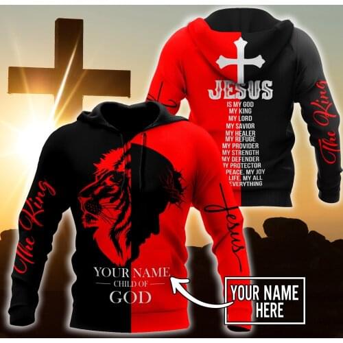 Christian Jesus Mens Hoodie Custom Name 3D All Over Printed Unisex Sweatshirt For women Autumn Casual Pullover Zipper Streetwear