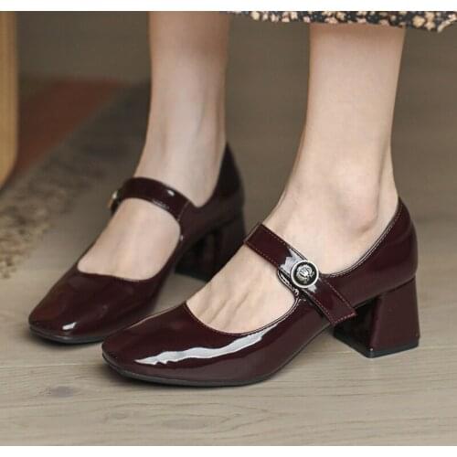 Mary Jane Womens Pumps Shoes Loafers Leather 2021 Retro Single Style Girls Student College Costume Casual Flats