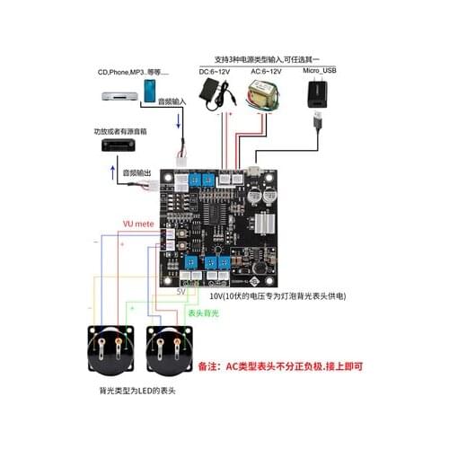 Rectifier type VU level meter DB power amplifier audio Tester watchband adjustment light and dark backlight driver board Tool