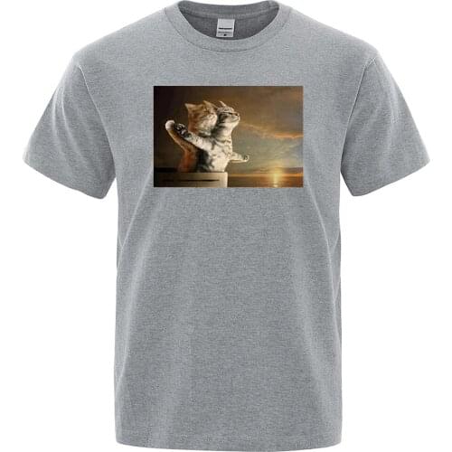 Titanic Funny T Shirt Cats Animal Print Tops Men Summer Casual T-Shirt Harajuku Treetwear Mens Short Sleeve Hot Sale Tee Shirt