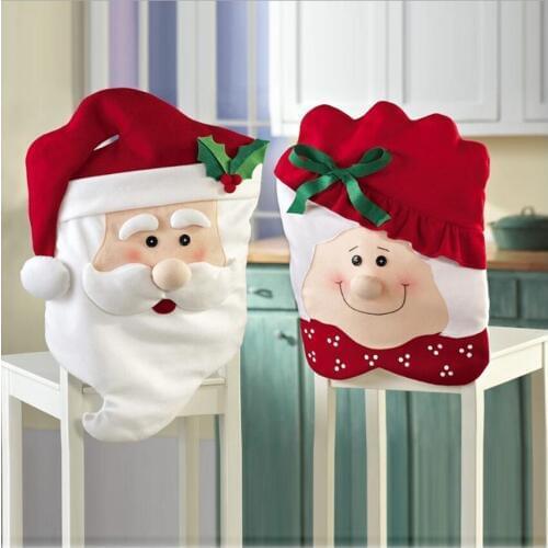 1pcs Cartoon Mr & Mrs Santa Chair Cover Christmas Set Decorations Xmas Seat Cover Festive Christmas Backrest Deco Home Decoratio