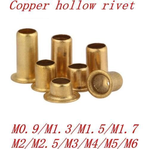 100-500pcs M0.9 M1.3 M1.5 M1.7 M2 M2.5 M3 m4 m5 m6 Tubular Rivets Double-sided Circuit Board PCB Nails Copper Hollow Rivet Nuts