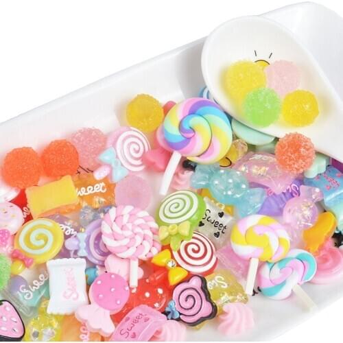 100 Pcs Mixed Color Kawaii Candy Cabochons DIY Crafts Mobile Phone Shell Materials Scrapbooking Hair Accessories