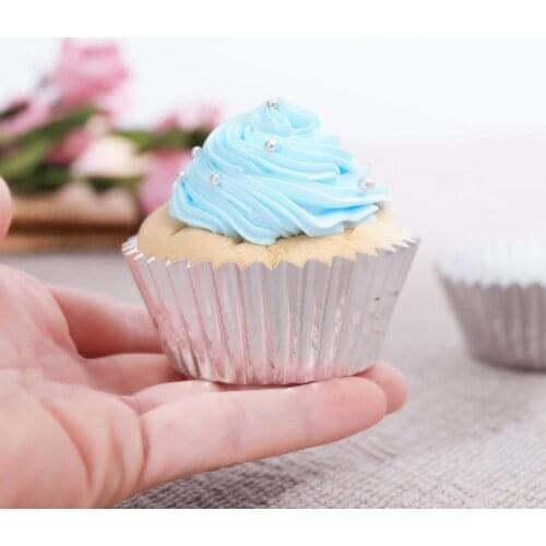 100Pcs Cake Cups Grease-Proof Heat Resistant Aluminum Foil Cupcake Liners Wrappers Baking Supplies Muffin paper cup