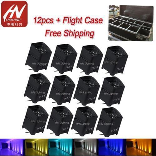 12pcs dj uplight wifi control 4*18w RGBWA UV color wash wireless led uplighting with IRC remote control