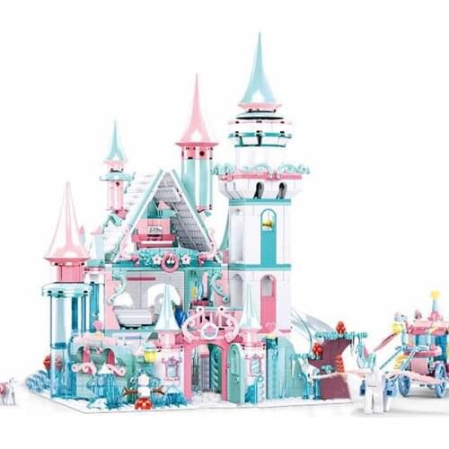 QWZ 1314pcs Snow World Series Magical Ice Castle Set Girls Building Blocks Bricks Toys Girl Friend For Christmas Gifts