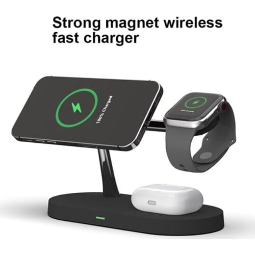15W Magnet Qi Fast Wireless Charger for iPhone 12 Mini Pro MAX Charger for Apple Watch 6 5 4 3 2 1